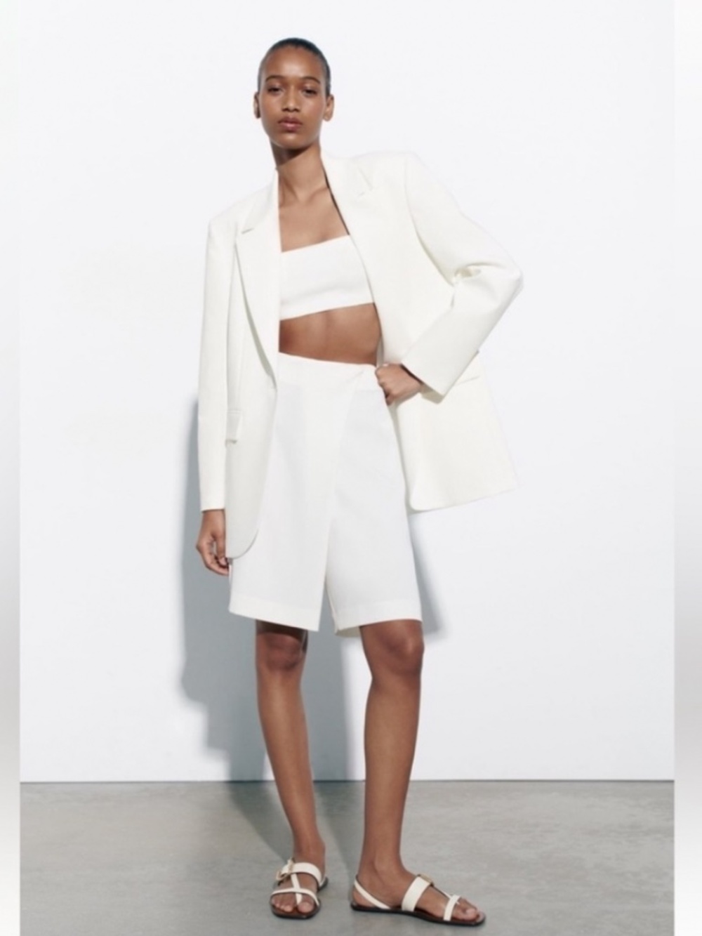 Zara High Waist Bermuda Shorts in White